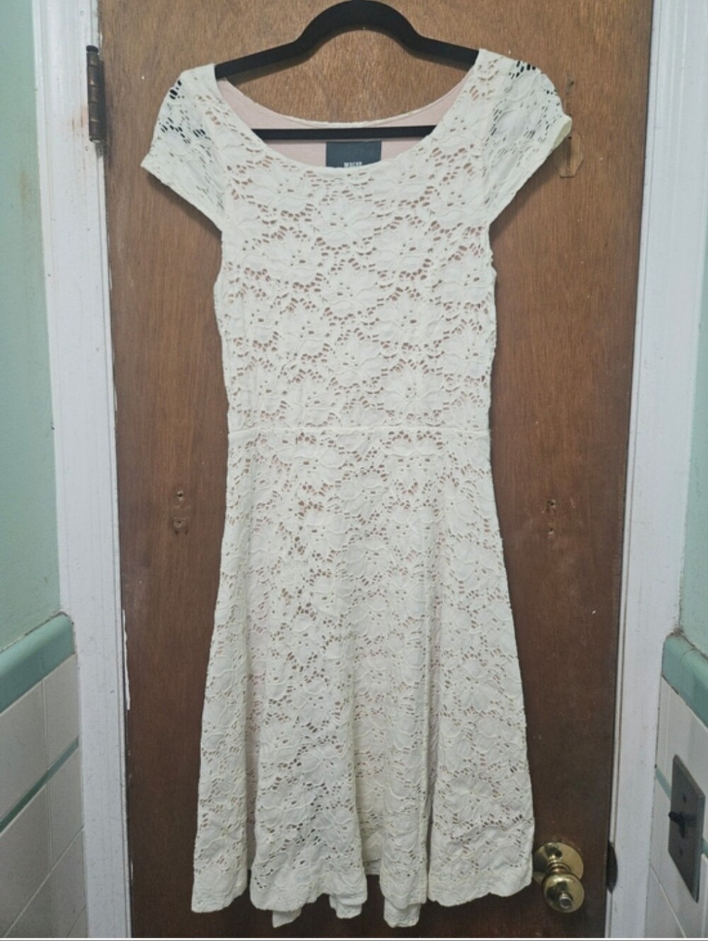 Anthropologie Maeve Ivory Lace Cap-Sleeve Mini Dress